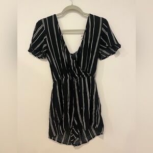 Black and White Striped Romper